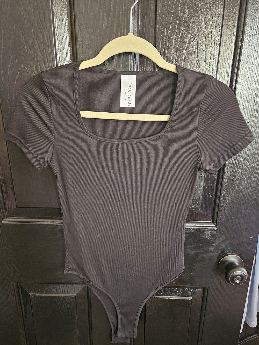Brand New Never Worn Apostrophe Square Neck Black Ribbed Bodysuit